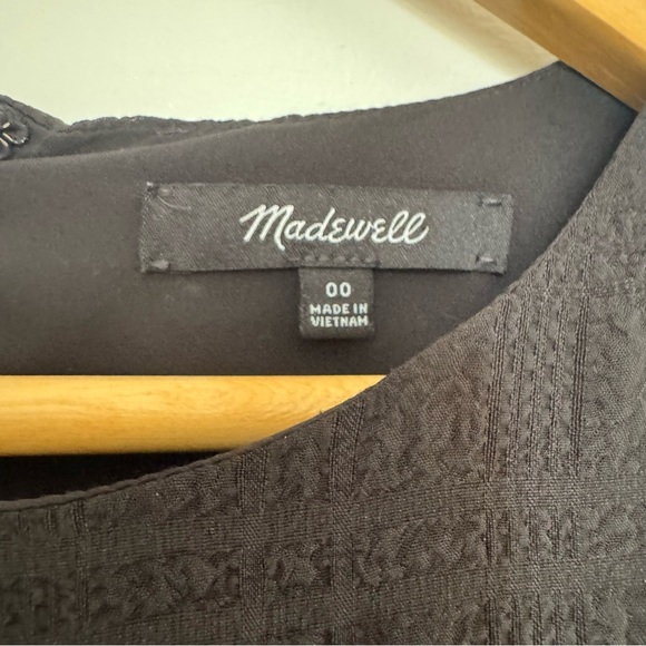 Madewell sheer textured lined black mini dress - Picture 4 of 6